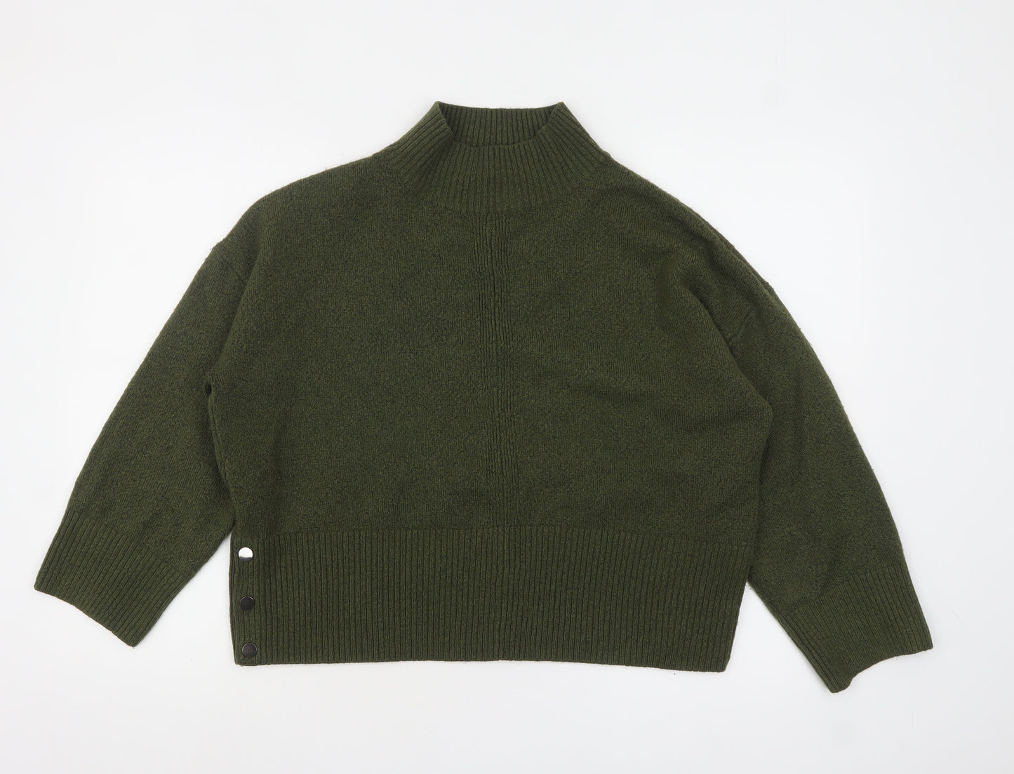 Tu Women Green Mock Neck Knit Pullover Jumper Size L