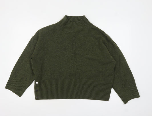 Tu Women Green Mock Neck Knit Pullover Jumper Size L