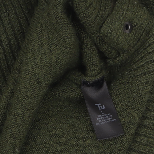 Tu Women Green Mock Neck Knit Pullover Jumper Size L
