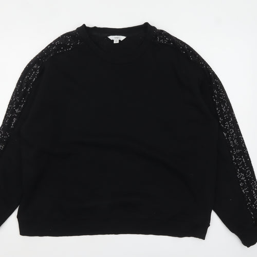Marks and Spencer Womens Black Sequin Sleeve Pullover Sweatshirt Size 20