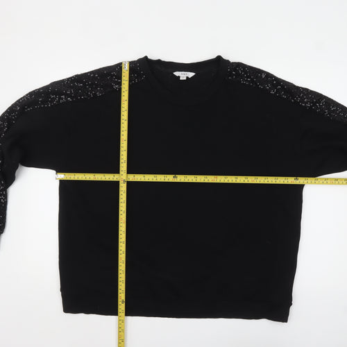 Marks and Spencer Womens Black Sequin Sleeve Pullover Sweatshirt Size 20