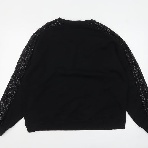 Marks and Spencer Womens Black Sequin Sleeve Pullover Sweatshirt Size 20
