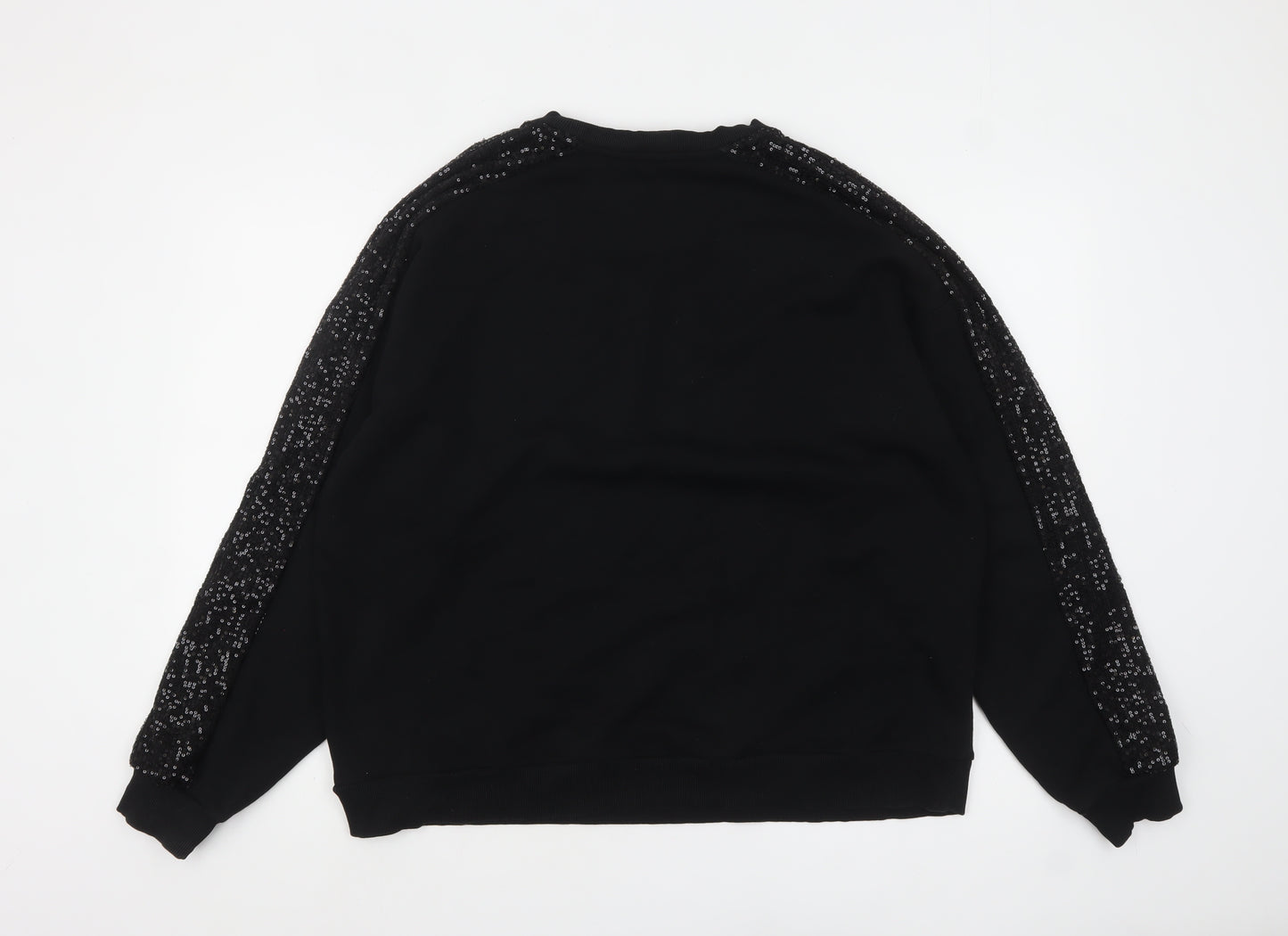 Marks and Spencer Womens Black Sequin Sleeve Pullover Sweatshirt Size 20