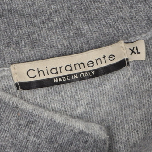 Chiaramente Women Grey Wool Cardigan XL Collared Buckle Knit