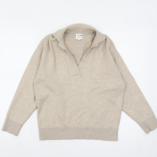 John Lewis Womens Beige Collared Pullover Knit Jumper Size 8