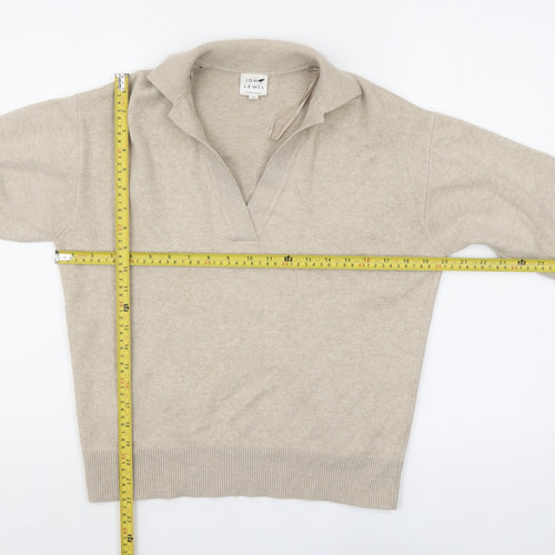John Lewis Womens Beige Collared Pullover Knit Jumper Size 8