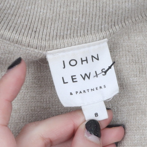 John Lewis Womens Beige Collared Pullover Knit Jumper Size 8