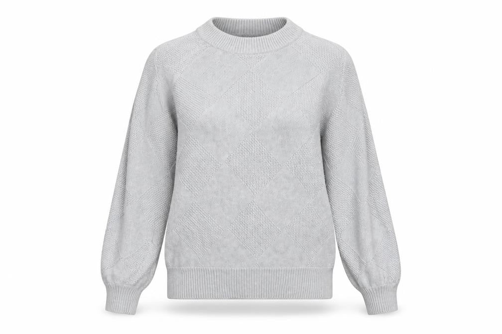 Front view of Sweaty Betty women’s grey cotton wool crew neck jumper m