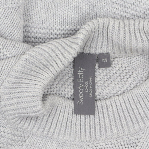 Sweaty Betty Womens Grey Cotton Wool Crew Neck Pullover Jumper M