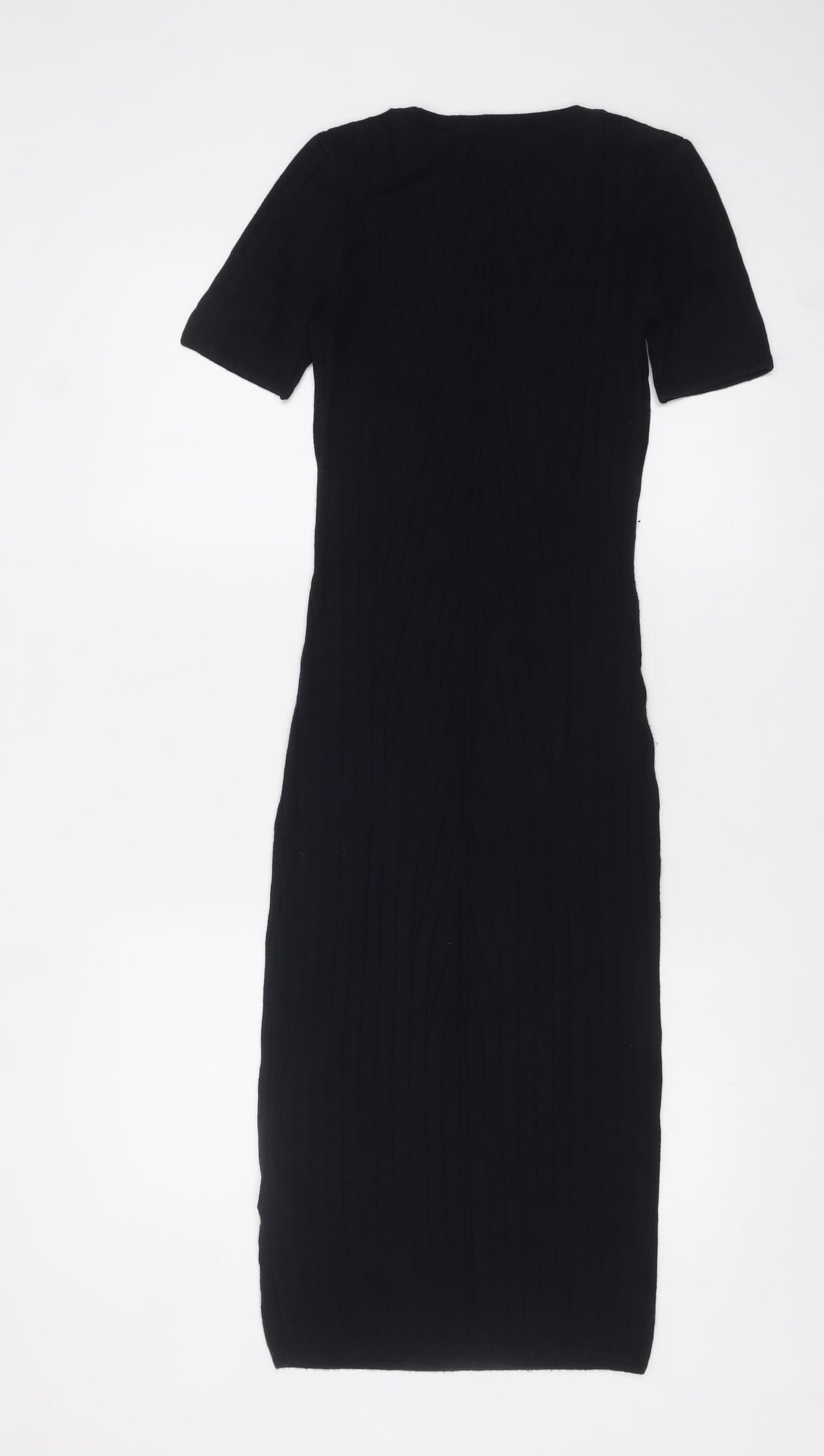 Topshop Women’s Black Knit Bodycon Midi Dress Size 8