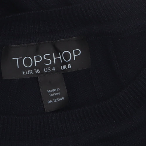Topshop Women’s Black Knit Bodycon Midi Dress Size 8