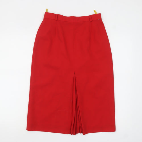 C&A Women's Red Knee Length Pencil Skirt Size 14 Polyester Twill