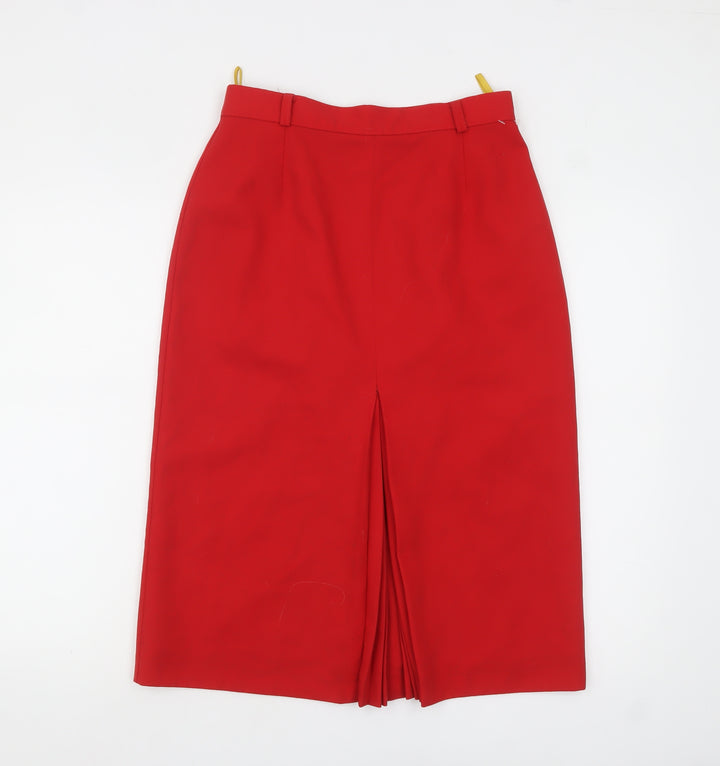 C&A Women's Red Knee Length Pencil Skirt Size 14 Polyester Twill