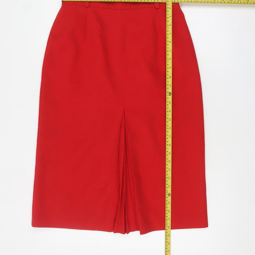 C&A Women's Red Knee Length Pencil Skirt Size 14 Polyester Twill