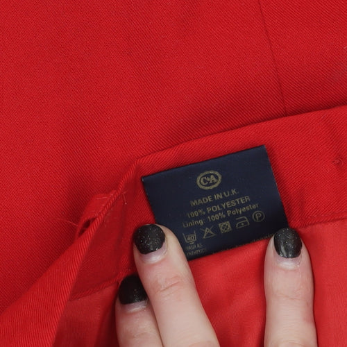 C&A Women's Red Knee Length Pencil Skirt Size 14 Polyester Twill