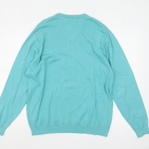 Cotton Traders Men's Blue V-Neck Cotton Jumper XL