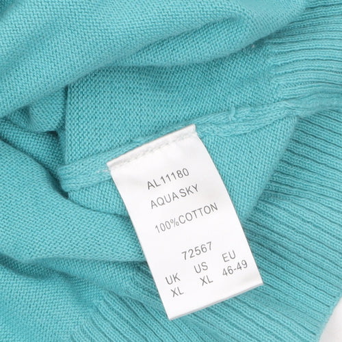 Cotton Traders Men's Blue V-Neck Cotton Jumper XL