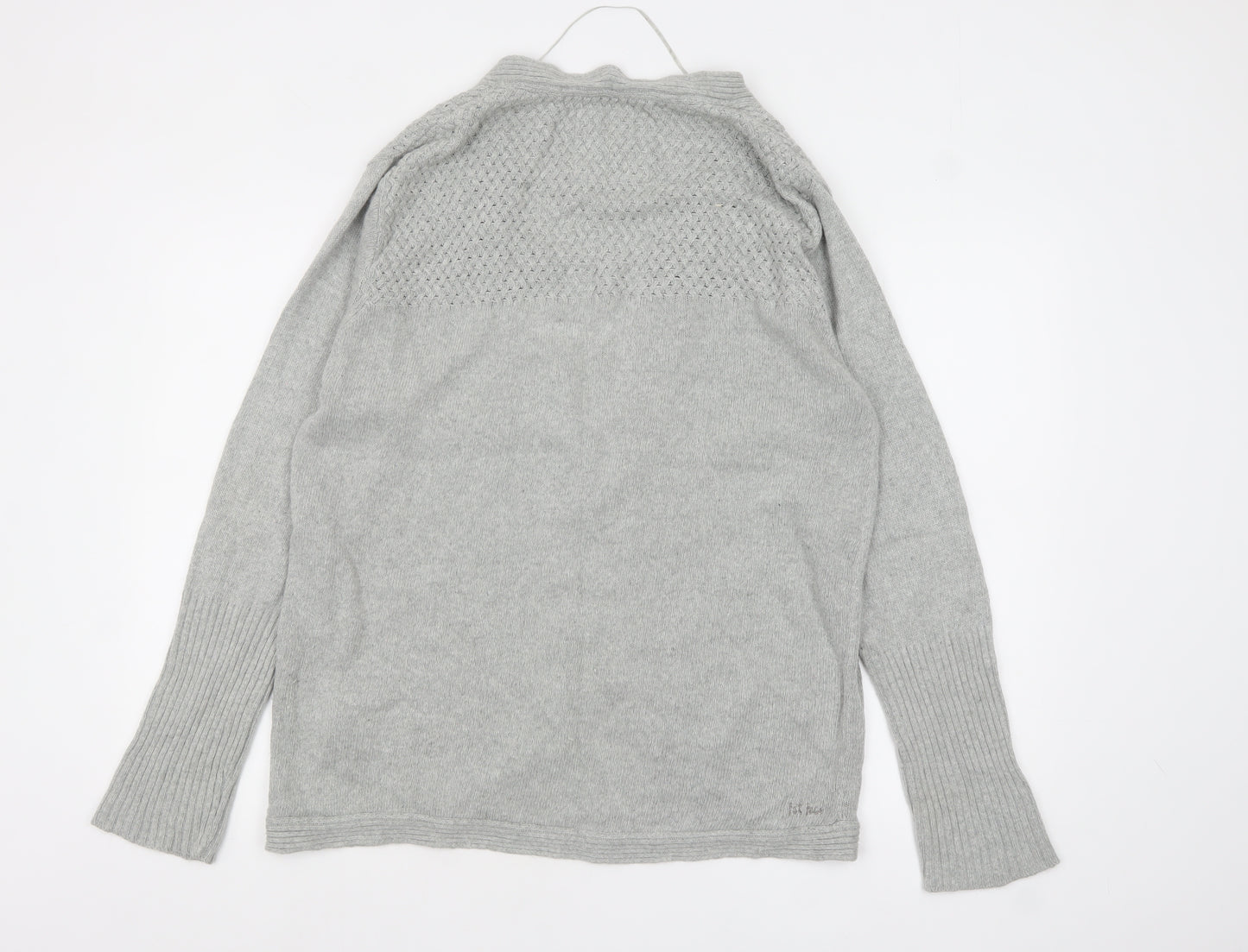 Fat Face Women Grey Size 18 Open Front Knit Cardigan