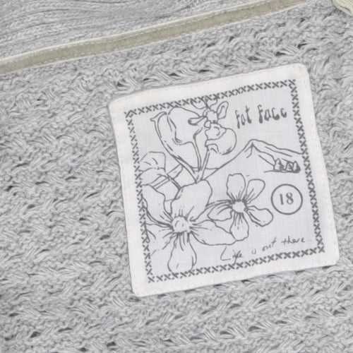 Fat Face Women Grey Size 18 Open Front Knit Cardigan