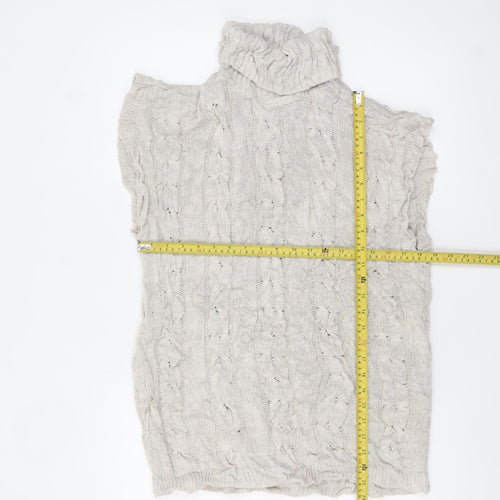 Quiz Women’s Beige Sleeveless Roll Neck Cable Knit Pullover L