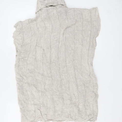 Quiz Women’s Beige Sleeveless Roll Neck Cable Knit Pullover L