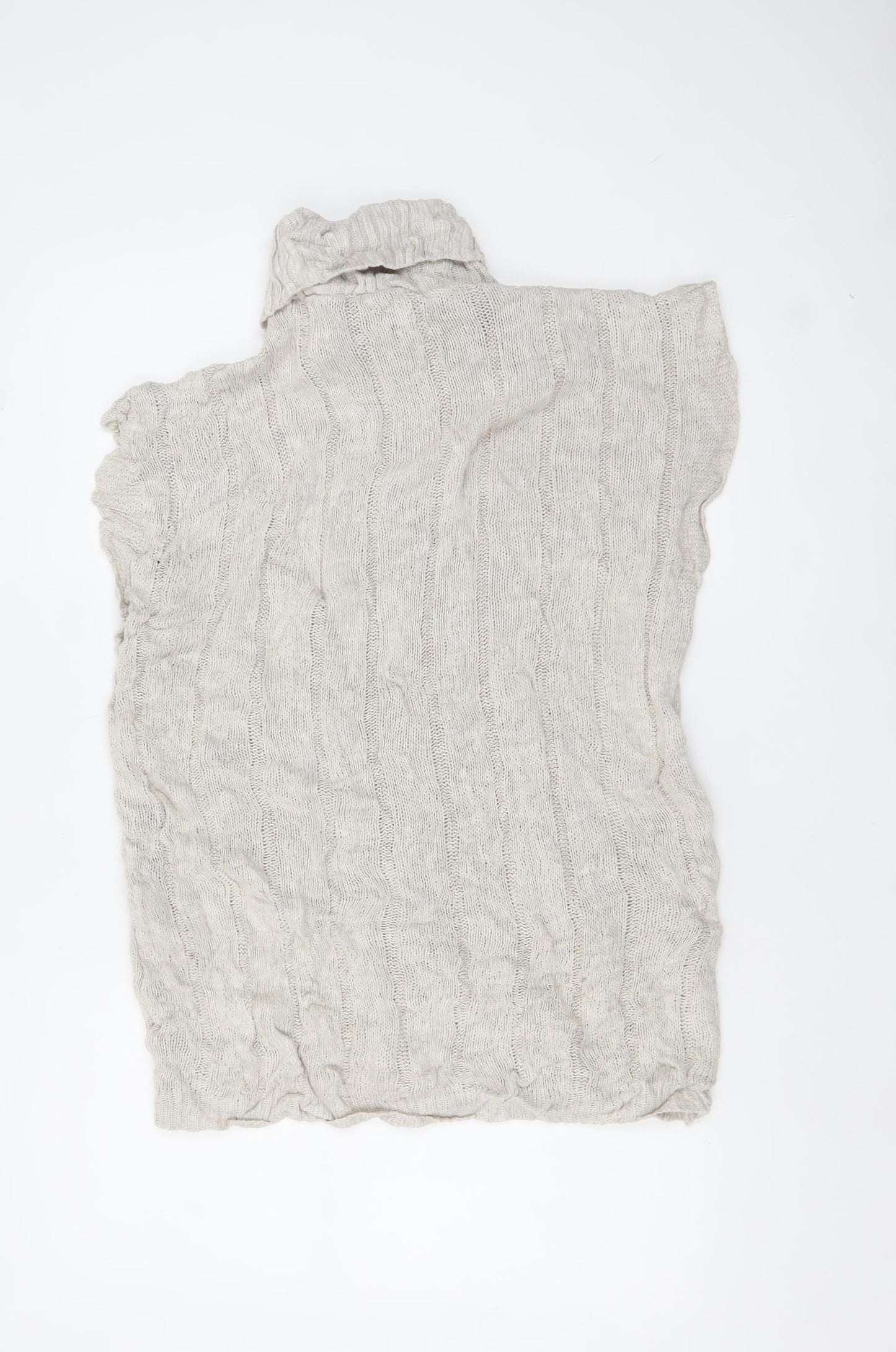 Quiz Women’s Beige Sleeveless Roll Neck Cable Knit Pullover L