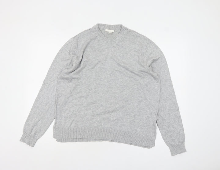 H&M Women Grey Crew Neck Knit Pullover Jumper Size 12