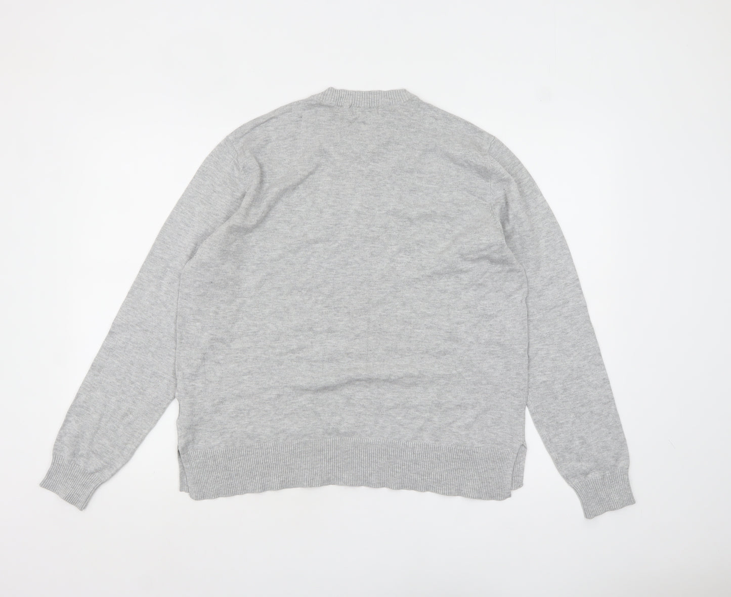 H&M Women Grey Crew Neck Knit Pullover Jumper Size 12