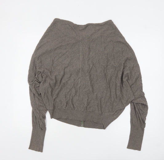 AllSaints Womens Brown Size 8 Cowl Neck Button Cardigan