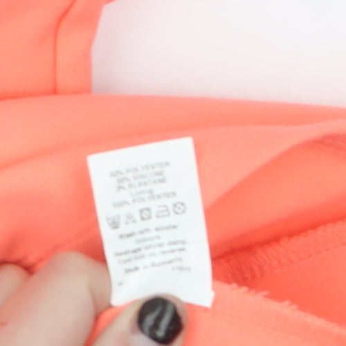 River Island Women’s Orange Bodycon Dress Size 8 Knee Length Fitted Zip Detail