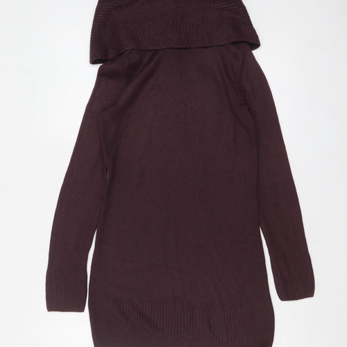 H&M Women’s Plum Cowl Neck Long Sleeve Tunic Jumper Size S Acrylic Knit