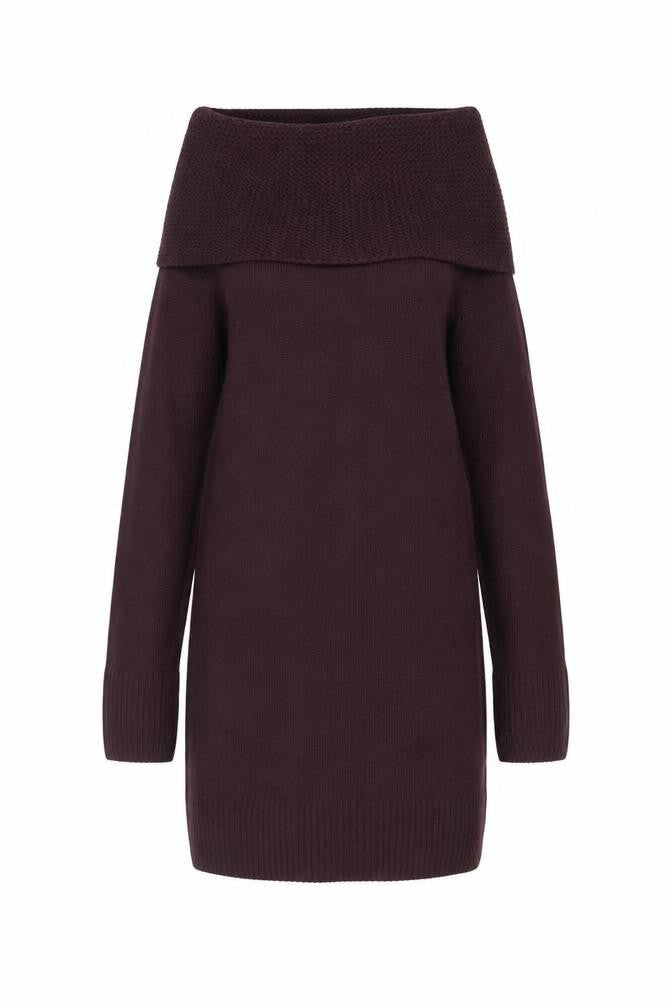 H&M Women’s Plum Cowl Neck Long Sleeve Tunic Jumper Size S Acrylic Knit