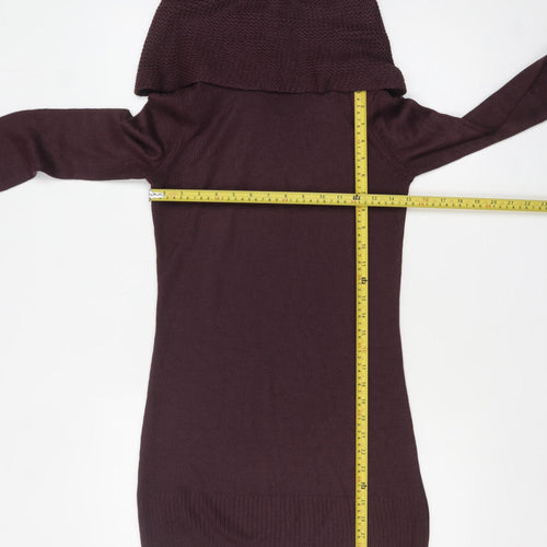 H&M Women’s Plum Cowl Neck Long Sleeve Tunic Jumper Size S Acrylic Knit
