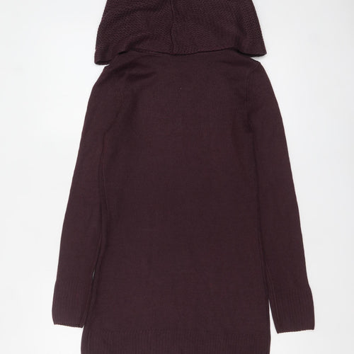 H&M Women’s Plum Cowl Neck Long Sleeve Tunic Jumper Size S Acrylic Knit