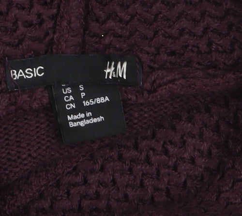H&M Women’s Plum Cowl Neck Long Sleeve Tunic Jumper Size S Acrylic Knit