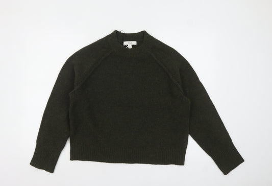 Marks and Spencer Women's Green Crew Neck Wool Blend Pullover Jumper M