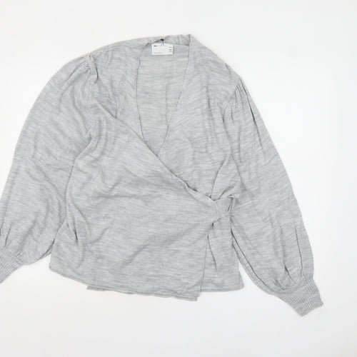 ASOS DESIGN Women’s Grey Wrap Knit Jumper Size 10 Long Sleeve