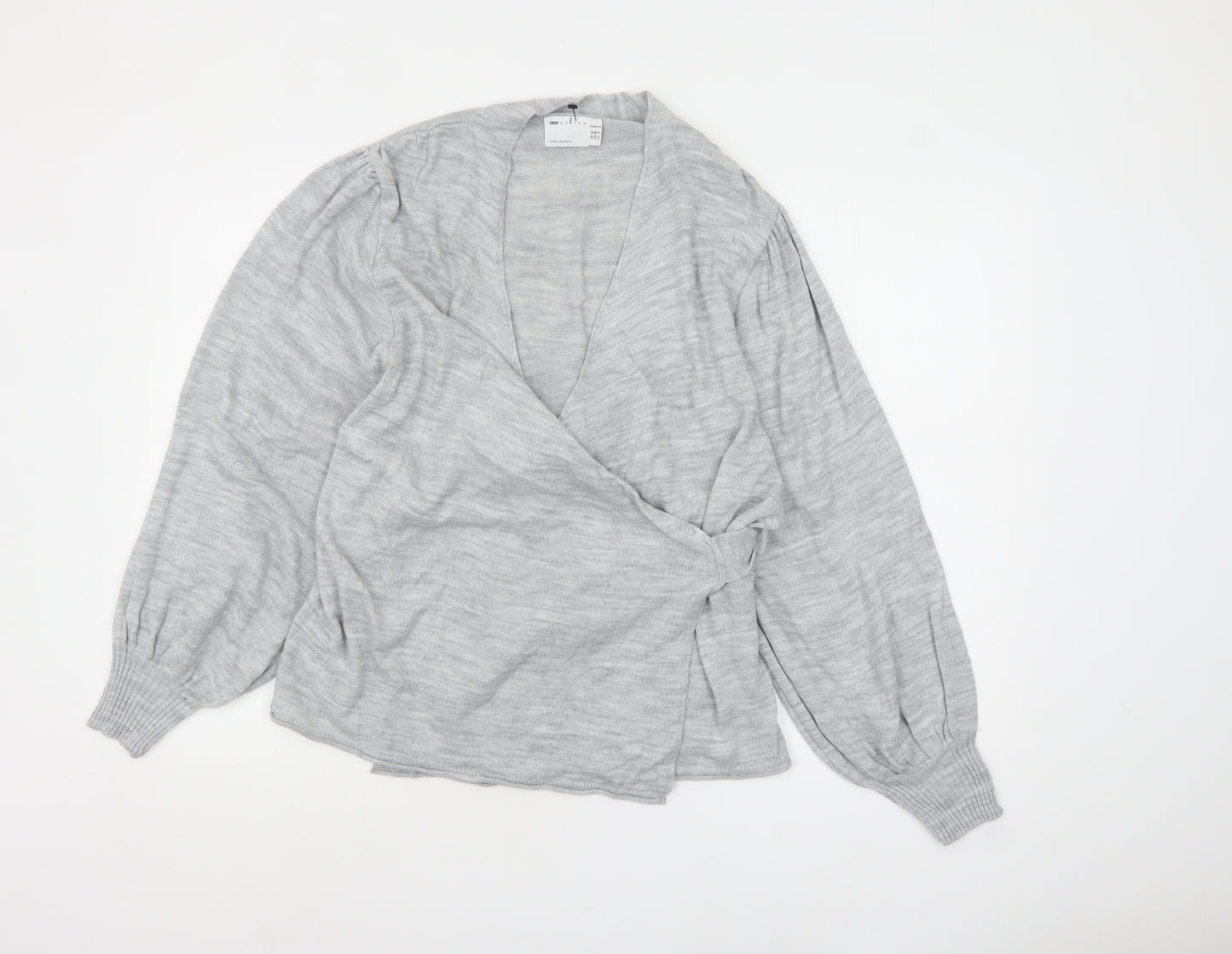 ASOS DESIGN Women’s Grey Wrap Knit Jumper Size 10 Long Sleeve