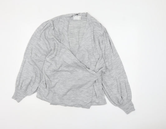 ASOS DESIGN Women’s Grey Wrap Knit Jumper Size 10 Long Sleeve