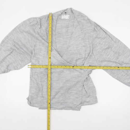 ASOS DESIGN Women’s Grey Wrap Knit Jumper Size 10 Long Sleeve