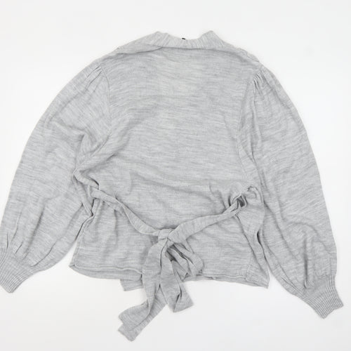 ASOS DESIGN Women’s Grey Wrap Knit Jumper Size 10 Long Sleeve