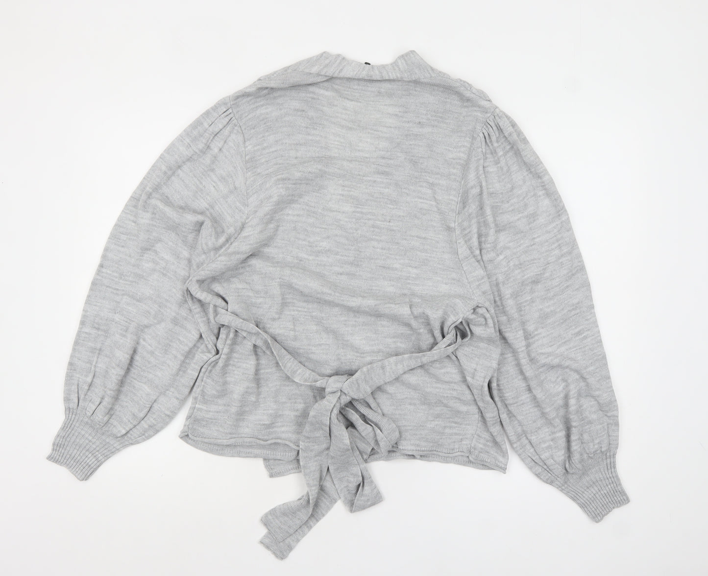 ASOS DESIGN Women’s Grey Wrap Knit Jumper Size 10 Long Sleeve