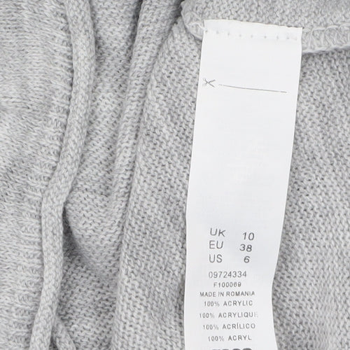 ASOS DESIGN Women’s Grey Wrap Knit Jumper Size 10 Long Sleeve