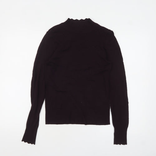 Warehouse Women’s Black Mock Neck Long Sleeve Knit Jumper Size 8