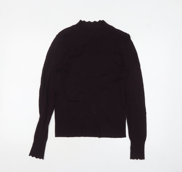 Warehouse Women’s Black Mock Neck Long Sleeve Knit Jumper Size 8