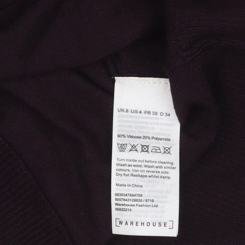 Warehouse Women’s Black Mock Neck Long Sleeve Knit Jumper Size 8