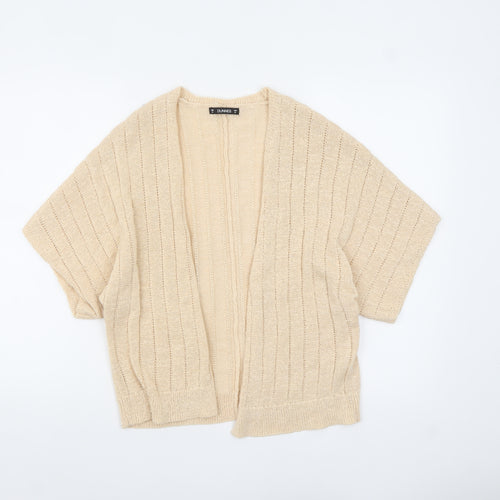 Dunnes Women Beige Open-Knit Short Sleeve Cardigan Size M
