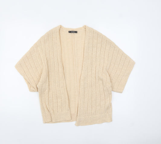 Dunnes Women Beige Open-Knit Short Sleeve Cardigan Size M