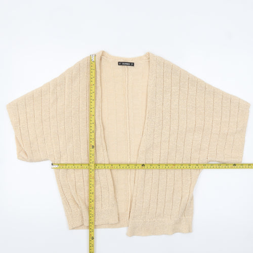 Dunnes Women Beige Open-Knit Short Sleeve Cardigan Size M