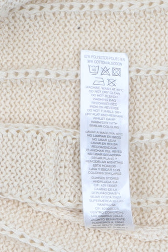 Dunnes Women Beige Open-Knit Short Sleeve Cardigan Size M